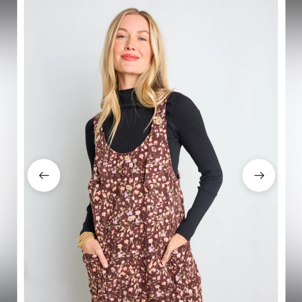 vestique Floral Brown and Pink Sleeveless Jumpsuit - Picture 1 of 8